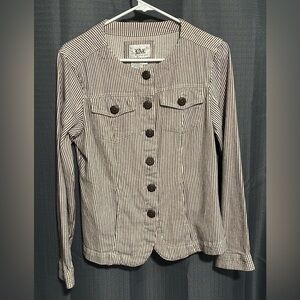 LAL Live a Little Striped Button Down Jacket